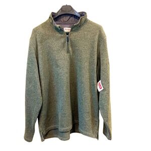 NEW Wrangler Authentics Mens XL Olive Green Quarter Zip Fleece Pullover NWT
